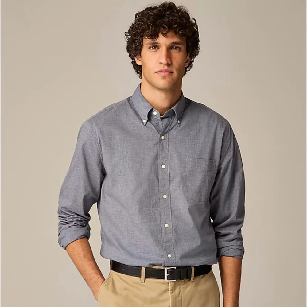 NWT J. Crew Secret Wash Cotton Poplin Shirt Smoky Plate Monogrammed